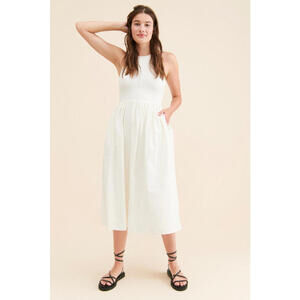 Anthropologie x Forever That Girl - White Sleeveless Dress with Pockets, Size S